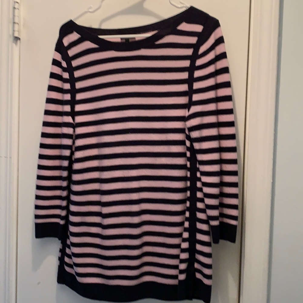 Navy and Rose stripes shirt.